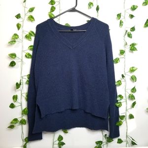 J. CREW Merino Wool Alpaca Blend VNeck Hi Low Pullover Ribbed Knit Sweater